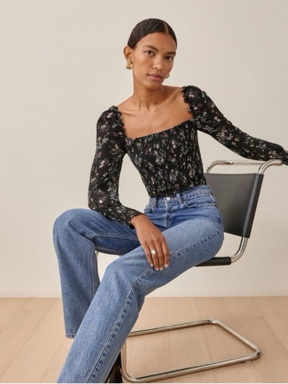 REFORMATION Pinto Top In Jolene Ditsy Floral